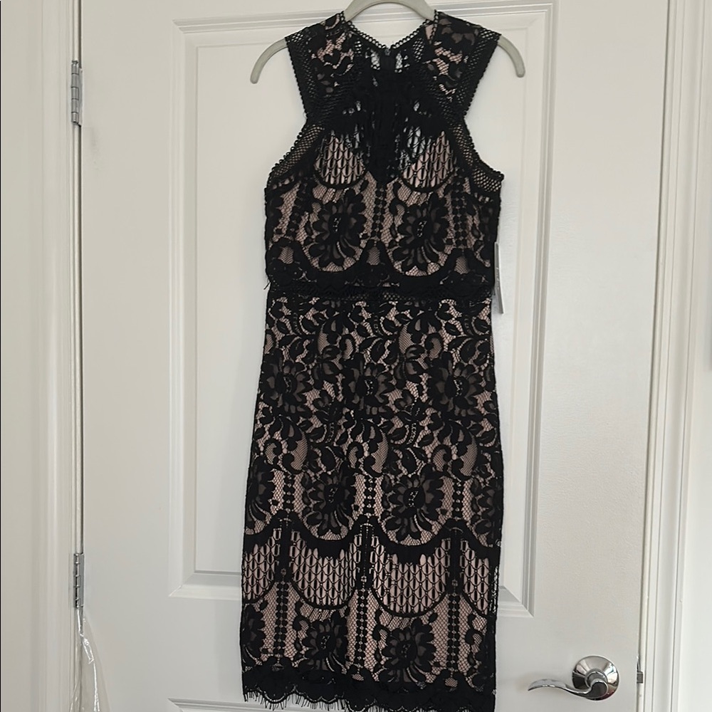 Lulu's Black Sheath Midi Dress Halter Sleeveless Cocktail